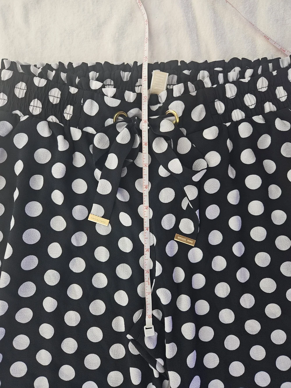 MICHAEL Michael Kors Polka Dot Wide Leg Paperbag Crop Pants - Size S